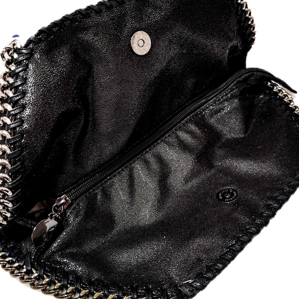 NEW - Trendy Black Metallic Chain Shoulder Hobo Bag (Stella McCartney Style) - Picture 2 of 5